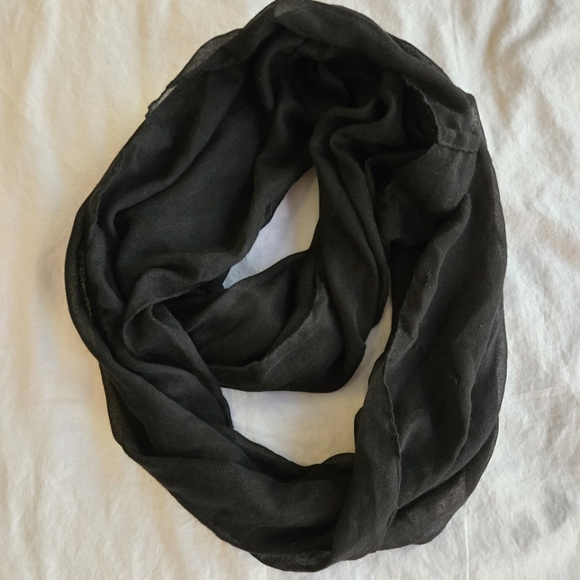 Accessories - Sheer Black Infinity Circle Loop Scarf - lightweight polyester